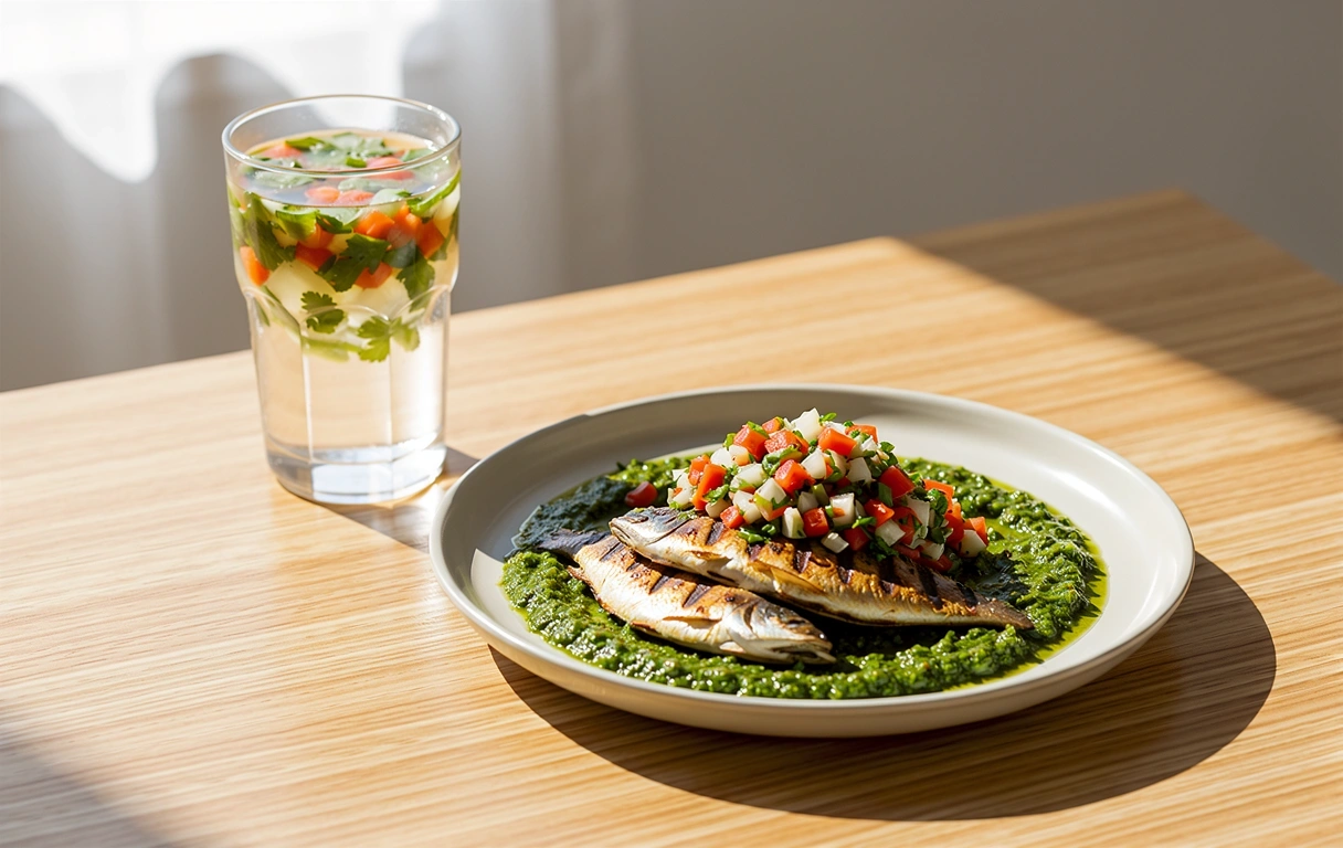 Ingredientes frescos en una cocina moderna mexicana